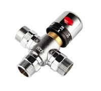 Thermostatic Mixing Valve Solid Copper 3-Way Thermostatic Mixing Valve 3/4 Inch Solar Water Heater Regulating Temperature Control