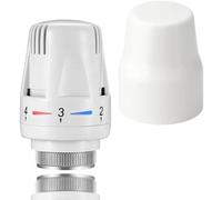 Thermostatic Radiator Head, Thermostatic Head Radiator Thermostat Head M30*1.5, Radiator Valve Replacement Head + Universal Push-Fit White Plastic Radiator Capfor Home Office