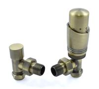 Thermostatic Radiator Valve Angled TRV - Zeta (Antique Brass)