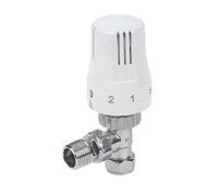 Thermostatic Radiator Valve Angled White & Chrome Fits 15mm & 10mm Pipe