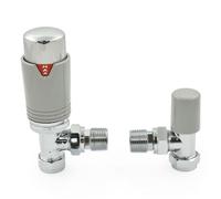 Thermostatic Radiator Valve Chrome & Silver-Grey Angled TRV - Style (Chrome & Silver-Grey)