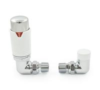 Thermostatic Radiator Valve Chrome & White Corner TRV - Style (Chrome & White)