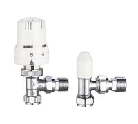 Thermostatic Radiator Valve & Lockshield Pack Angled 15mm x 1/2"
