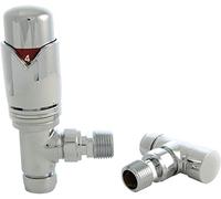 Thermostatic Radiator Valve Set - Realm Chrome Radiator Valves inc. TRV & Lockshield (Angled)