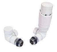 Thermostatic Radiator Valve Set - White Radiator Valves inc. Corner TRV & Lockshield | Delta