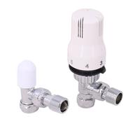 Thermostatic Radiator Valves 1/2" Angled Towel Rail Valve White and Chrome