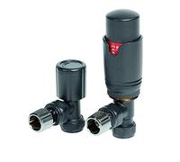 Thermostatic Radiator Valves and Angled Lockshield Valve - Classy and Modern Design 1/2" x 15mm Angled Radiator Valves (Anthracite)