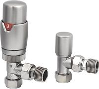 Thermostatic Radiator Valves and Angled Lockshield Valve - Classy and Modern Design 1/2" x 15mm Angled Radiator Valves (Brushed Nickel)