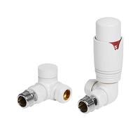 Thermostatic Radiator Valves and Corner Lockshield Valve - Classy and Modern Design 1/2" x 15mm Corner Radiator Valves (White)