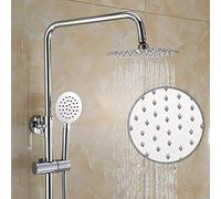 Thermostatic Set Brass Faucet Inch Round Top Spray Shower System 3 Modes Silver Double Lift