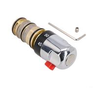 Thermostatic Shower Cartridge Brass Bath Mixer Valve Replacement Handle with 38C Safety Stop for Single Lever Tap Spool Repair Kit Chrome Finish Modern Style