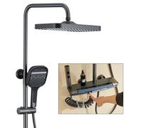 Thermostatic Shower Column with LED Ambient Light Modern Piano Touch Shower Set Round/Square Rain Showerhead Bathtub Waterfall Faucet 59A All-Copper Design