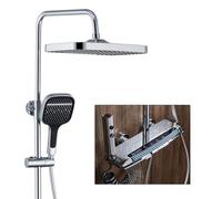 Thermostatic Shower Column with LED Ambient Light Modern Piano Touch Shower Set Round/Square Rainfall Shower Head Copper Bath Faucet 59A Design