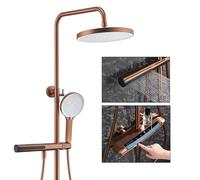 Thermostatic Shower Column with LED Ambient Light Modern Piano Touch Shower Set Round/Square Shower Head Body Jets 59A All-Copper Construction