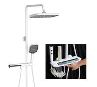 Thermostatic Shower Column with LED Ambient Light Modern Piano Touch Shower Set Round/Square Showerhead Body Jets 59A All-Copper Design