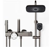 Thermostatic Shower Faucet Set 4 in 1 Exposed Shower System with Rainfall Shower Head Handheld Shower Bathtub Spout & Bidet Ultimate Bath Experience LWX