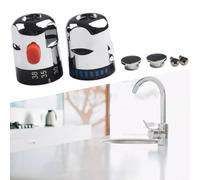 Thermostatic Shower Handle Knobs for Torpedo Valve - Chrome ABS Pair with White Temp Marks 24 Teeth 40mm