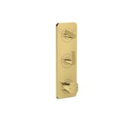 Thermostatic Shower Mixer Axor Citterio C 2 outlets, flush-mounted, with plate, Cubic cut 380x120mm Polished Gold Optic 49701990