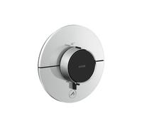 Thermostatic Shower Mixer Axor ShowerSelect ID round, 1 outlet, flush-mounted, 1 additional outlet, HighFlow Stainless Steel Finish 36776800