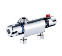 Thermostatic Shower Mixer Bar Chrome Exposed Valve with Top Outlet G1/2 for Bathroom Safe Anti Scald Control Modern Design 20cm