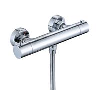 Thermostatic Shower Mixer Bar, Single Lever Exposed Bath Shower Mixer Valve with Constant Temperature Control, Anti-Scald Chrome Finish for Bathroom Hot Cold Water System (Classic Shower Mixer)