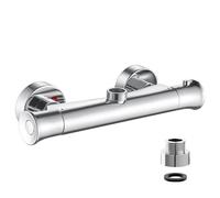 Thermostatic Shower Mixer Bar Valve Top Outlet 3/4" BSP, Anti Scald Chrome
