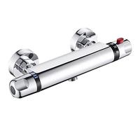 Thermostatic Shower Mixer Bar Wall Mounted Shower Mixer Tap Chrome Brass Shower Thermostatic Mixer Valve, 38°C Anti Scald Shower Bar Mixer Valve Intelligent Constant Temperature Exposed for Bathroom