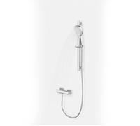Thermostatic Shower Mixer Bar with Handheld Shower Head and Hose, Wall Mounted Shower Mixer, Single Outlet Mixer Shower Exposed Shower Bar Valve, Rain Shower Head Set for Bathroom (Square)