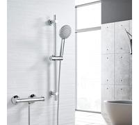 Thermostatic Shower Mixer Bar with Shower Riser Kit, NewEast Chrome Shower Mixer Set, Wall Mounted Mixer Shower Valve