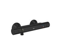 GROHE Precision Start - Exposed Thermostatic Shower Mixer (Wall-Mounted, Water-Saving, Safety Button at 38°C, Compact Cartridge with Wax Thermoelement, QuickSpanner Included), Matt Black, 345942430
