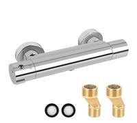 Thermostatic Shower Mixer, Wall Mounted Shower Mixer Bar G1/2, Mixer Tap Shower Attachment 150mm, Hot Cold Water Mixer Constant Temperature Control with 38°C Safety Lock for Washing and Bathroom