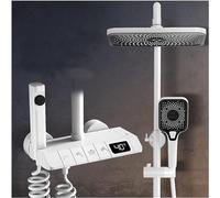 Thermostatic Shower Set, Led Temperature Display, 4-Functional Exposed Shower Fixtures, with High Pressure Shower Heads, Handheld Shower Head, Tub Spout and Bidet Sprayer, Shower Faucet Set,Gray-A