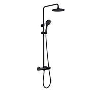 Thermostatic Shower Set Matte Black Round