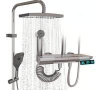 Thermostatic Shower System, Bathroom Shower Faucet Set with LED Digital Display, Shower Systems with Rain Shower Head, Handheld Set, Tub Spout, Bidet Sprayer, Bathtub Shower Combo Set (Grey2)