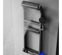 Thermostatic Shower System with 6 Functions, Piano Key Design, LED Digital Display, Complete Set for Bathtub and Handheld Use