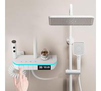 Thermostatic Shower System with Ambient Light Digital Display Rain Shower Head Set 300x200mm Adjustable Height Faucet Complete Handheld Shower & Tub Faucet Modern Design
