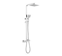nuie JTY386 | Modern Bathroom Square Thermostatic Bar Shower with Kit and Handset, 1200mm x 200mm, Chrome/Black