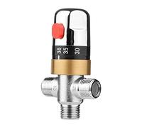 Thermostatic Temperature Control Valve Hot Cold Water Shower Mixer G1/2 Copper Mixing Valve Three-Way Shower Diverter Valve for Solar Heating System Water Pipe Bathtub Kitchen
