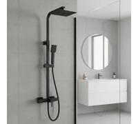 Thermostatic Twin Shower Head Bar Set Matte Black