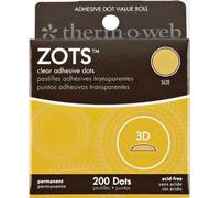 Thermoweb Zots Clear Adhesive Dots-3D 1/2"X1/8" Thick 200/Pkg