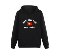 THERULER White Star Line Titanic Mens Pullover Hoodies Casual Black Hoody Cotton Graphic Unisex Sweatshirts 3XL