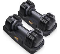 THERUN Adjustable Dumbbells Pair 6.5KG to 24.5KG (15lb-55lb) Space-Saving Adjustable Dumbbell Set with Quick Weight Adjustment and Safety Locking Mechanism for Home Gym Strength Training, Black