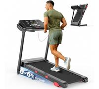 THERUN Folding Treadmill with Incline, 3 Levels Manual Incline Treadmill with 3HP Powerful Motor & 300 LBS Weight Capacity, 42 x 110cm Widen Running Belt & 15 Programs, 0.8-14KM/H