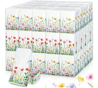 Therwen 100 Pack Pocket Tissues Travel Packs Bulk 1000 Sheet Mini Tissues Bulk 3 Ply Small Travel Size Paper Individual Pocket Size(Wildflowers)