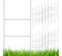 Therwen 12 Pcs Yard Sign Stakes 20'' x 10'' Metal H Stakes Heavy Duty Frame Wire Stakes Galvanized Lawn Sign Stake for 4mm 5mm Corrugated Advertising Board Yard Sign Garage Holder Decor