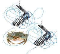 Therwen 2 Pack 10 Loop Crab Trap 6 Inch Length Catching Dungeness Crab Trap with Reserve Loops for Fishing Poles Dungeness Blue Red Rock Crabs