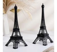 Therwen 2 Pack Eiffel Tower Metal Paris Eiffel Tower Figurine Replica Stand Holder for Party Decoration Cake Topper Bedroom Room Home Table Valentine Gift(10 Inch,Black)