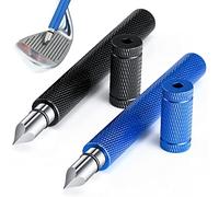 Therwen 2 Pcs Golf Club Groove Sharpener 4.33 Inch Groove Sharpener Regrooving Tool Cleaner for Wedges Irons Golf Balls (Black, Blue)