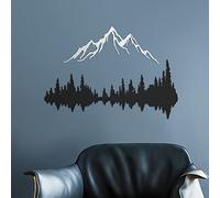 Therwen 2 Pcs Mountain Range and Forest Metal Wall Art Decor Summit Metal Wall Sign Black Forest Wall Decor Woodland Rustic Cabin Decor for Bedroom Home Lodge Decoration, 15.8 x 7.1'' and 11.6 x 4.5''