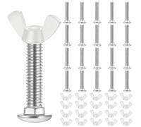 Therwen 20 Set M6 Pet Carrier Fasteners Set Dog Kennel Replacement Screws and Bolts Butterfly Nuts Dog Kennel Bolts Hardware Replacement Kit for Pet Carrier (White)